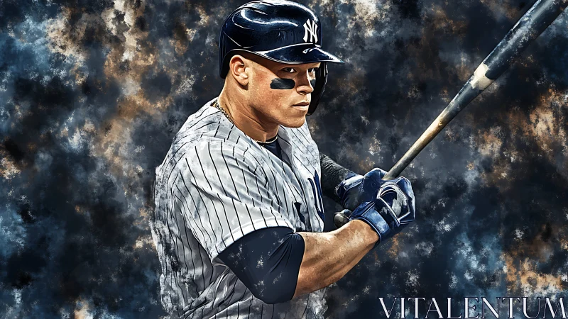 Dynamic batter portrait with textural digital brush impacts.