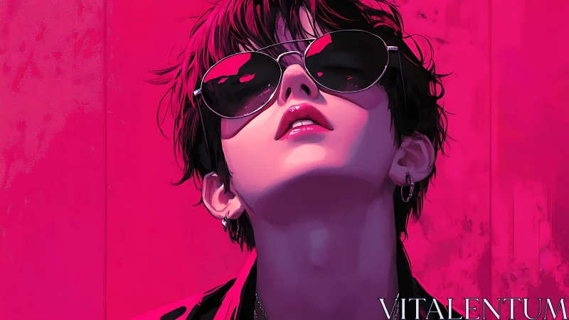 Cool pink glow around a laid back, sunglasses clad rebel.