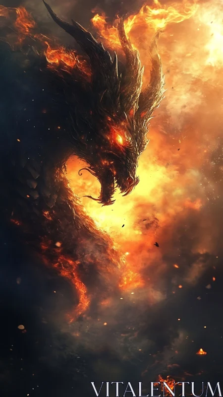 Volcanic wyrm emergence in high-temperature plasma vortex field.