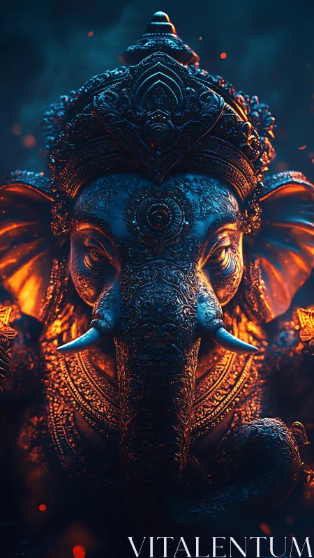 Radiant elephant guardian glowing with intricate golden light.