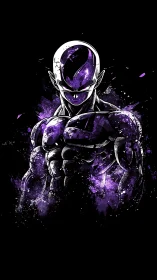 Purple energy humanoid figure in stylized ink illustration.