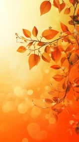 Golden autumn leaves drifting in soft evening glow.