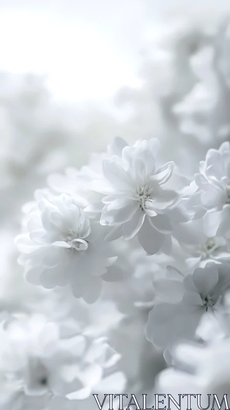 White Dahlias in Soft Focus: Botanical Study with Ethereal Light.