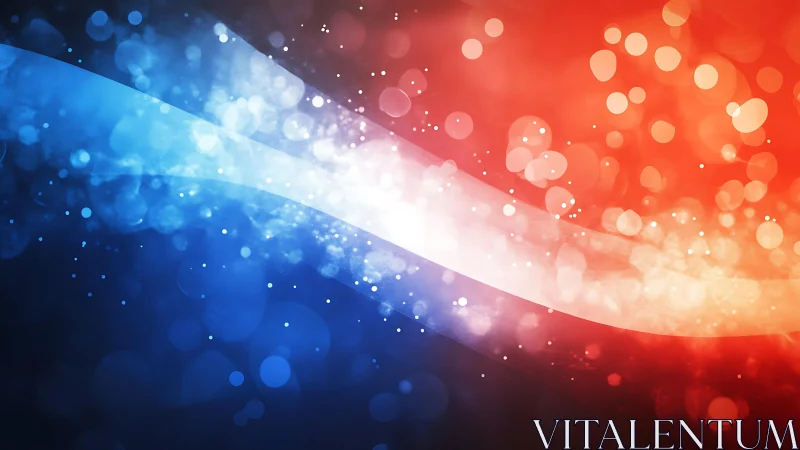 Abstract Bokeh Background with Red, White, and Blue Light Effects.