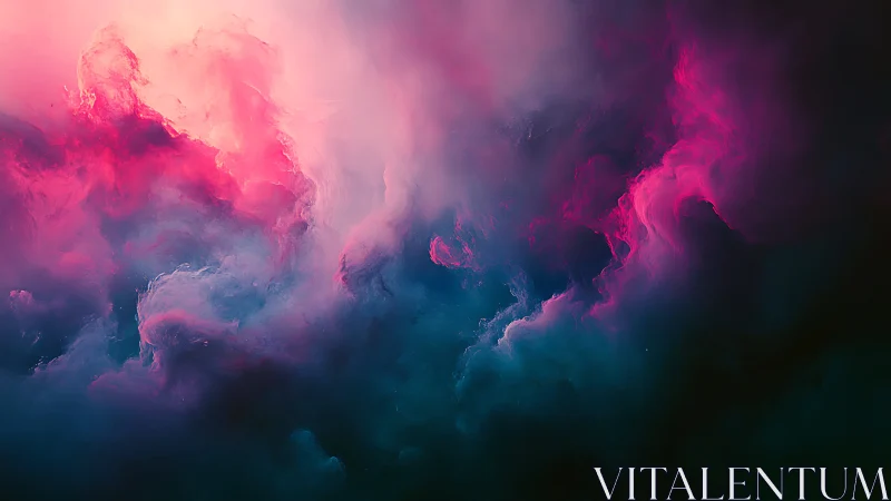 Dreamy nebula swirls in pink and teal night haze.