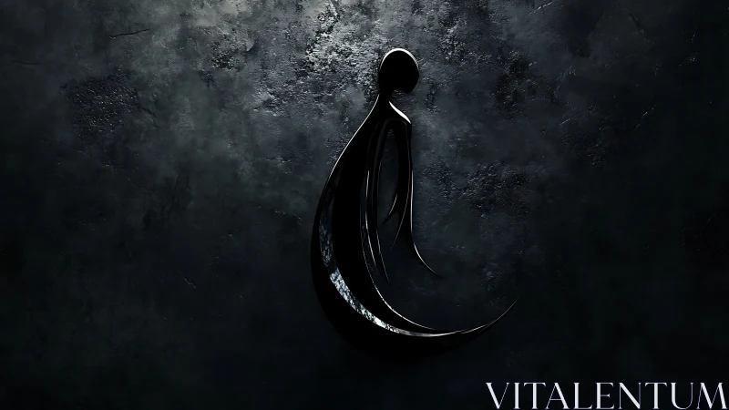 Gentle shadow figure resting in a quiet crescent glow.