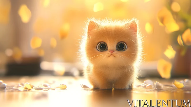 Adorable Orange Kitten Glowing With Warmth and Wonder