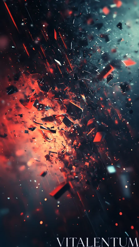 Shimmering ember shards drifting through cosmic twilight.