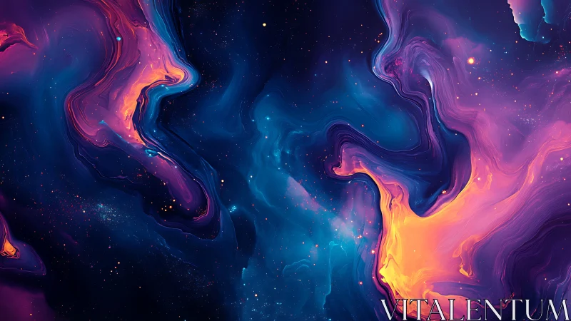 Nebulous cosmic swirls glow in vivid magenta and teal hues.