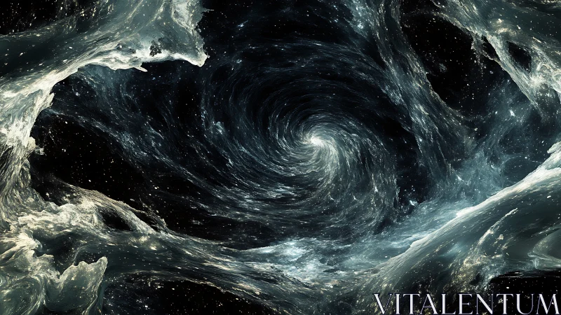 Spiral vortex forms in dark space framed by turbulent clouds