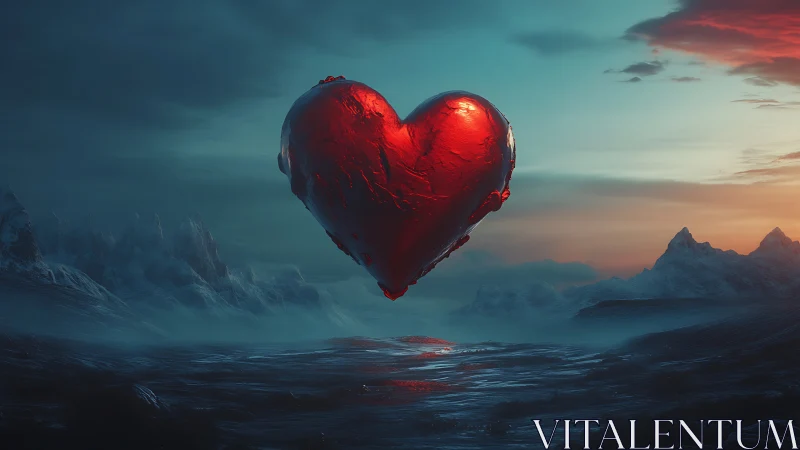 Crimson Heart Floats Through Frozen Realms.