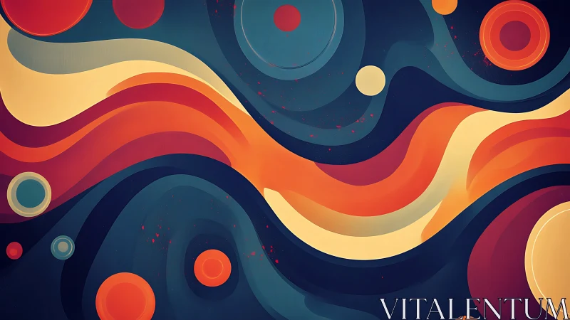 Orbiting Waves of Ember and Midnight in Retro Motion.