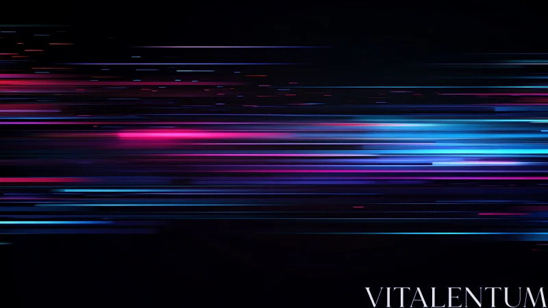 Neon horizontal light trails convey dynamic digital velocity