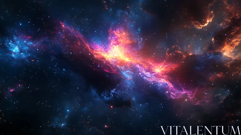 Nebular firestream across deep cosmic starfield panorama.