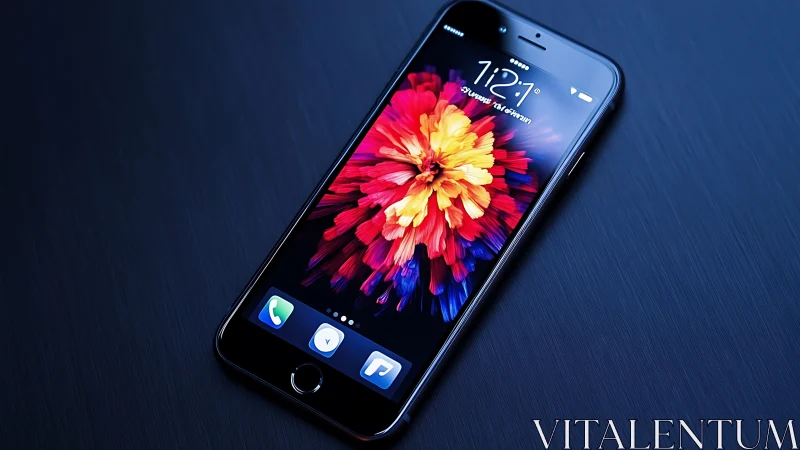 iPhone Lock Screen with Vibrant Flower Wallpaper.