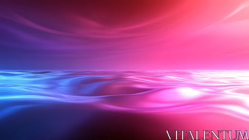 Neon gradient seascape with luminous liquid horizon