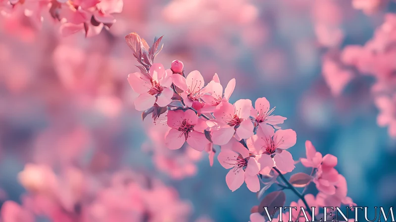 Pink Blossoms in Soft Focus. Delicate Spring Florals.