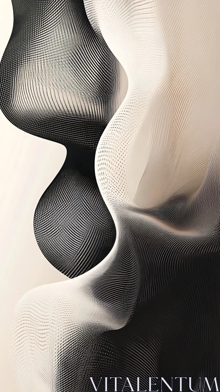 Monochrome flowing lines sculpt a serene abstract landscape