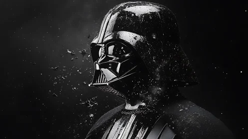 Mysterious masked figure emerging from drifting stardust.