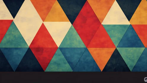 Geometric triangular pattern with muted multicolor palette.