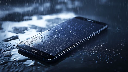 Rainstorm turns glossy smartphone into urban tidepool
