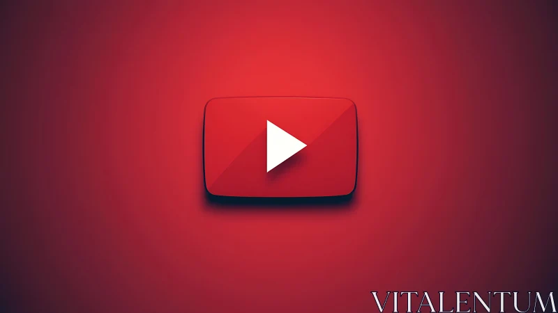 Centralized red play button with soft vignette gradient lighting