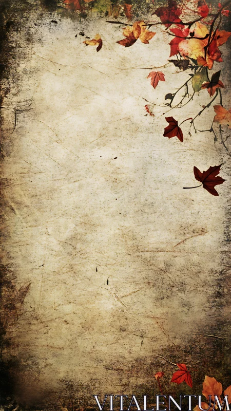 Weathered parchment background with scattered autumn leaves.
