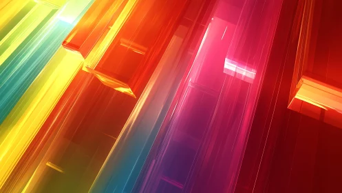 Vivid abstract geometric shapes with glowing color streaks.