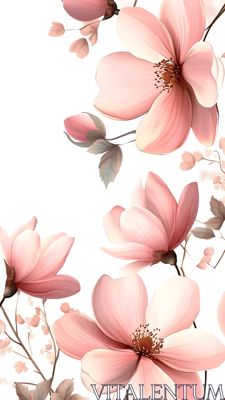 Petal Whispers in Blush: Delicate Flora Spectacle.