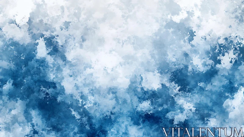 Abstract blue and white watercolor cloud texture digital background.