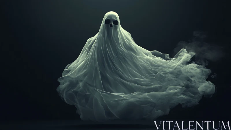 Photoreal spectral apparition with volumetric smoke drapery.