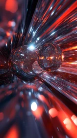 Neon comet orbs racing through liquid chrome starlight.