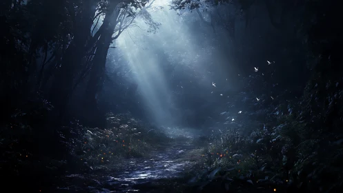 Subterranean cavern with distant light source.