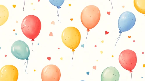 Floating Reverie: Balloons Dance Through Confetti Dreams