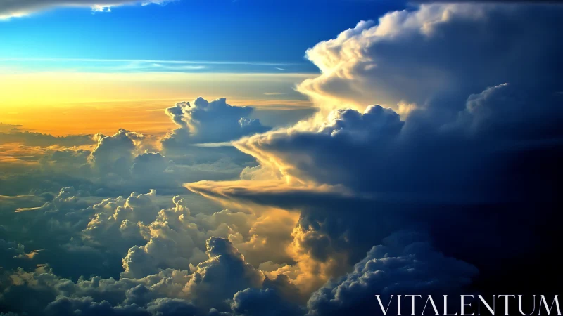 Cumulonimbus anvil cloudscape in golden hour backlit profile
