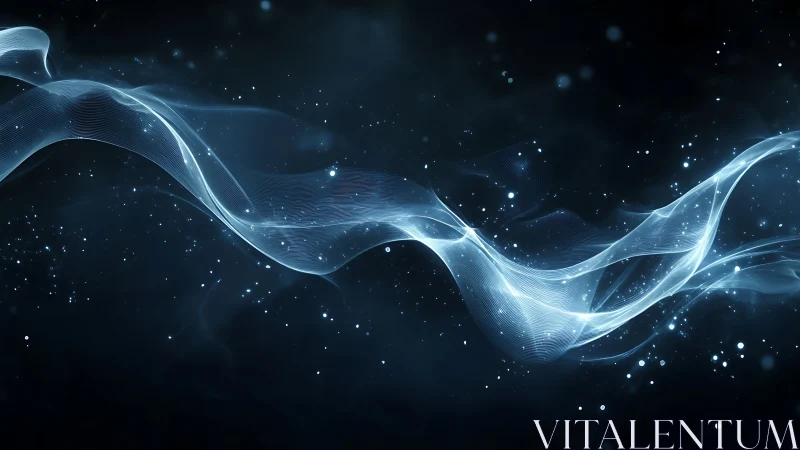 Digital wavefront ribbon in deep-space abstract composition.