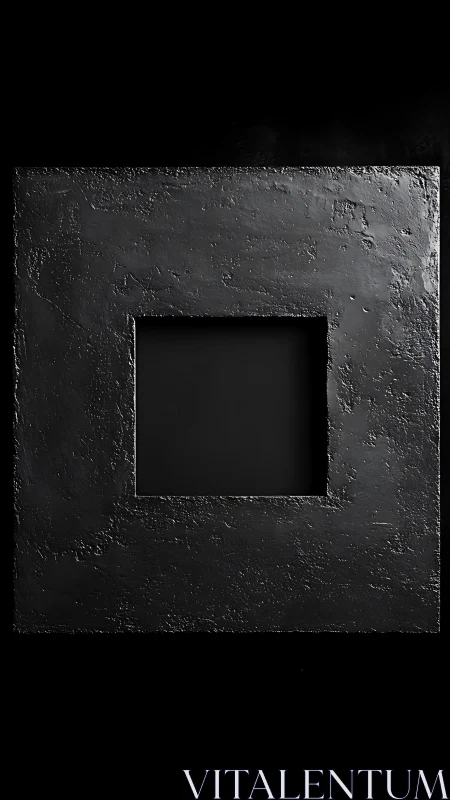 Quiet black square frame with richly textured depth.