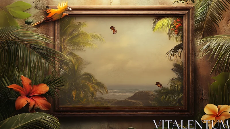 Framed tropical seascape integrates with surrounding foliage