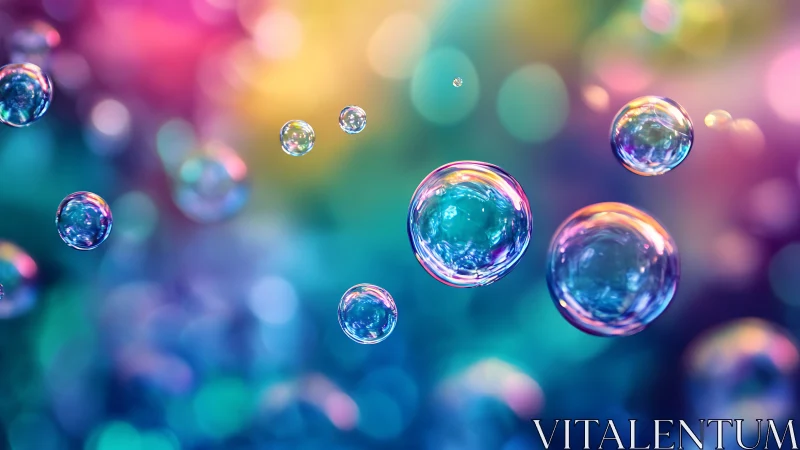 Iridescent soap bubbles drift across a neon dreamscape.