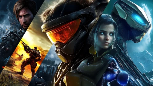 Fierce sci fi heroes uniting across blazing battle worlds.