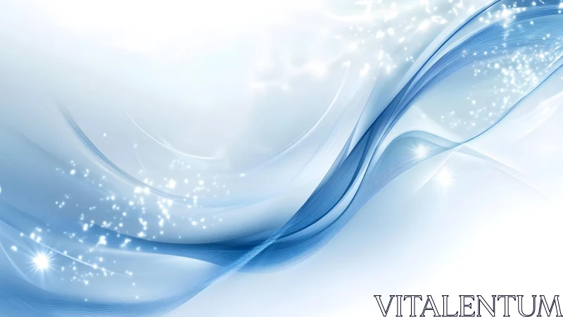 Abstract digital blue wave with sparkles on white background.