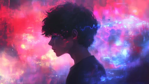 Nebula thoughts drift through the silhouette of a quiet mind