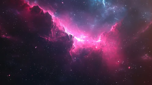 Nebular gas forms a luminous pink structure in deep space