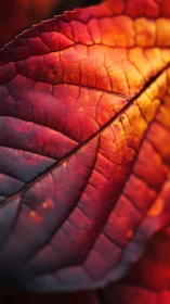 Autumn leaf macro reveals fiery gradient and fine veins.