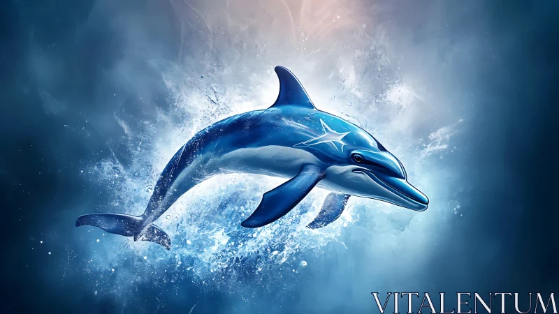 Star-kissed dolphin leaping through luminous ocean spray.