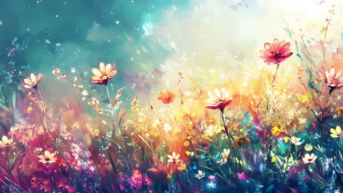 Floral composition rendered with gradient color transitions