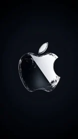 Apple Logo in Monochrome: Sleek Tech Icon on Black.