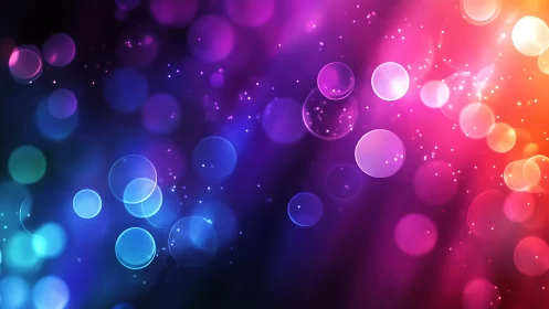 Shimmering colorful bokeh lights drift softly across night