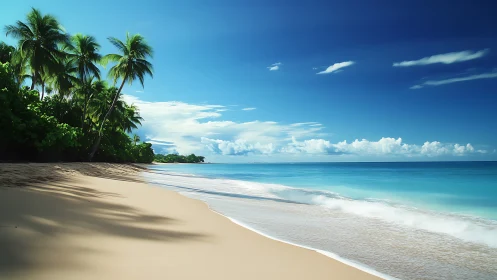 Tropical Paradise Beach With Palm Trees and Turquoise Waters