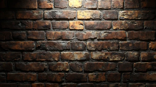 Moody brickwork spotlighted in warm industrial hush.
